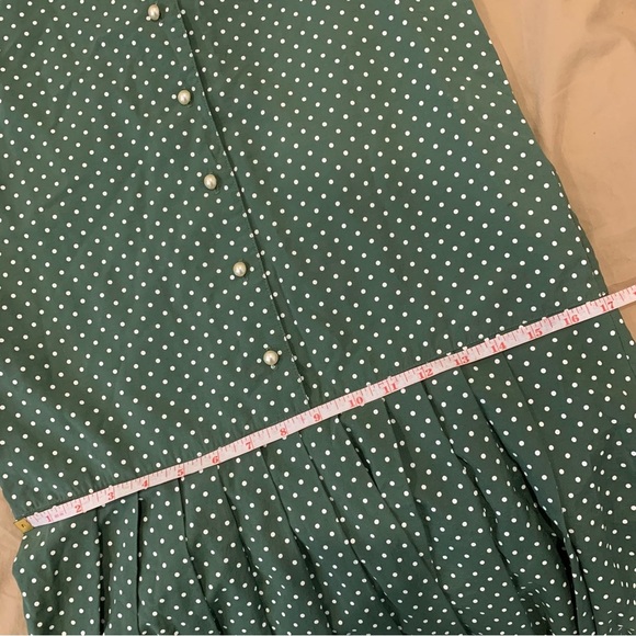 Vintage 90s San Francisco Polka Dot Button Front Drop Waist Midi Dress - Picture 8 of 8